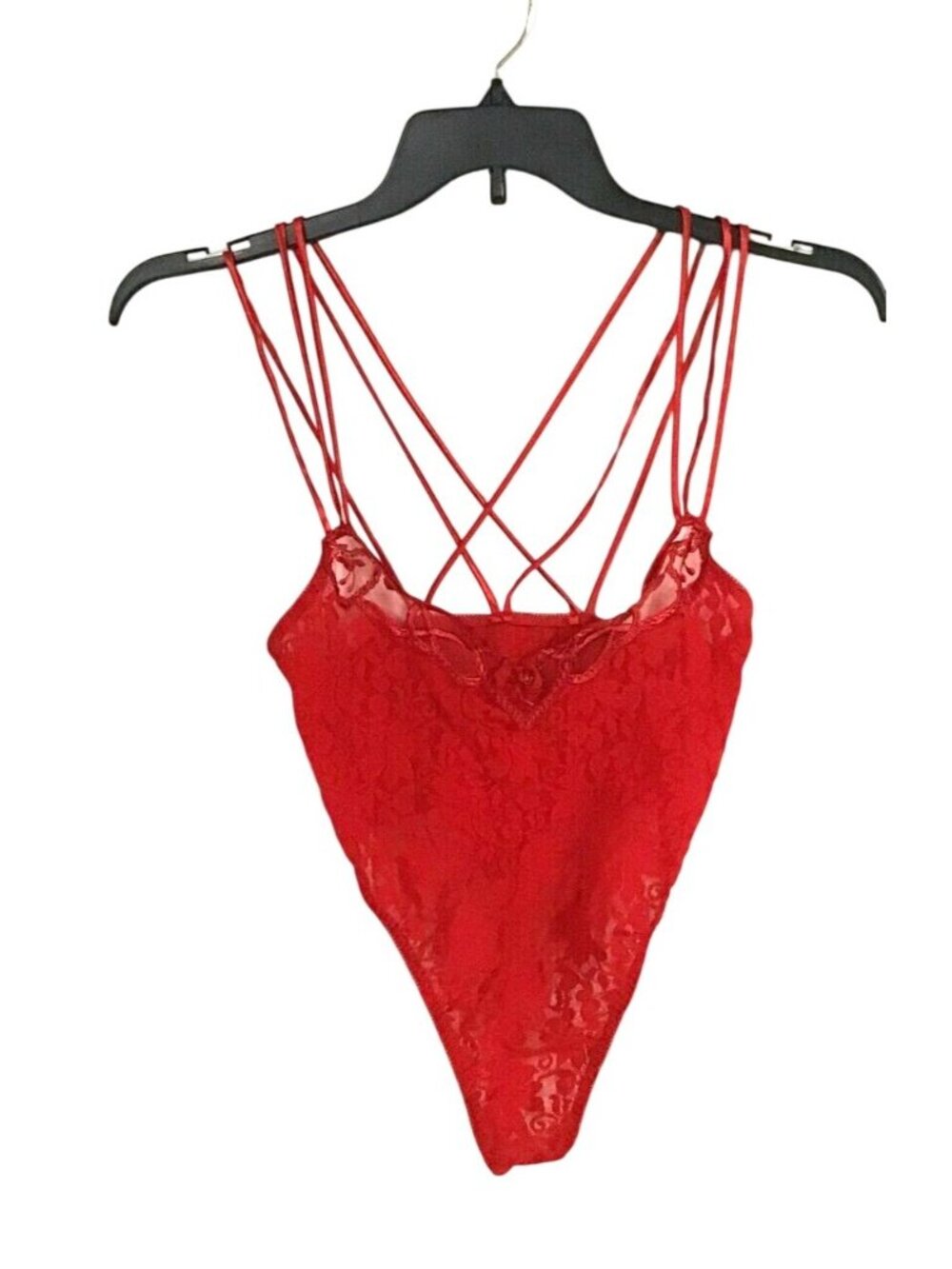 California Dynasty Medium Vintage 1980s Red Lace Teddy Lingerie Bodysuit